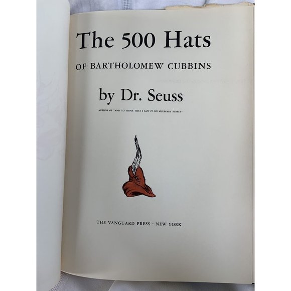 The 500 Hats of Bartholomew Cubbins by Dr Seuss 1938 Hb Dj First Edition - Picture 6 of 8